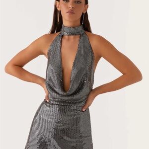 Peppermayo Shimmering Silver Mini Dress